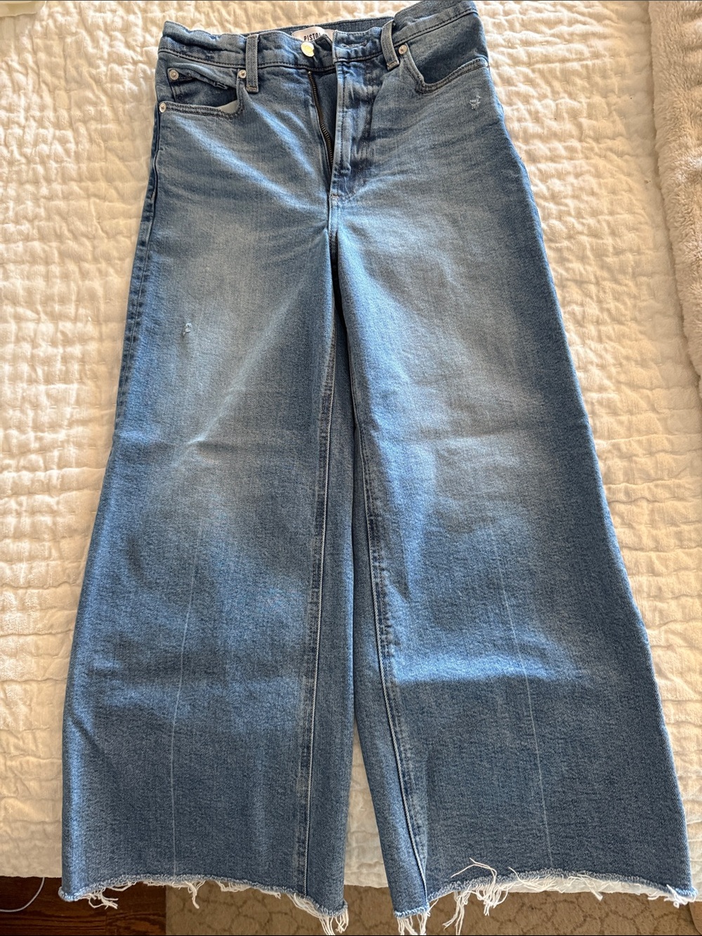 pistola Wide-Leg High-Rise Jeans in Light Blue Denim